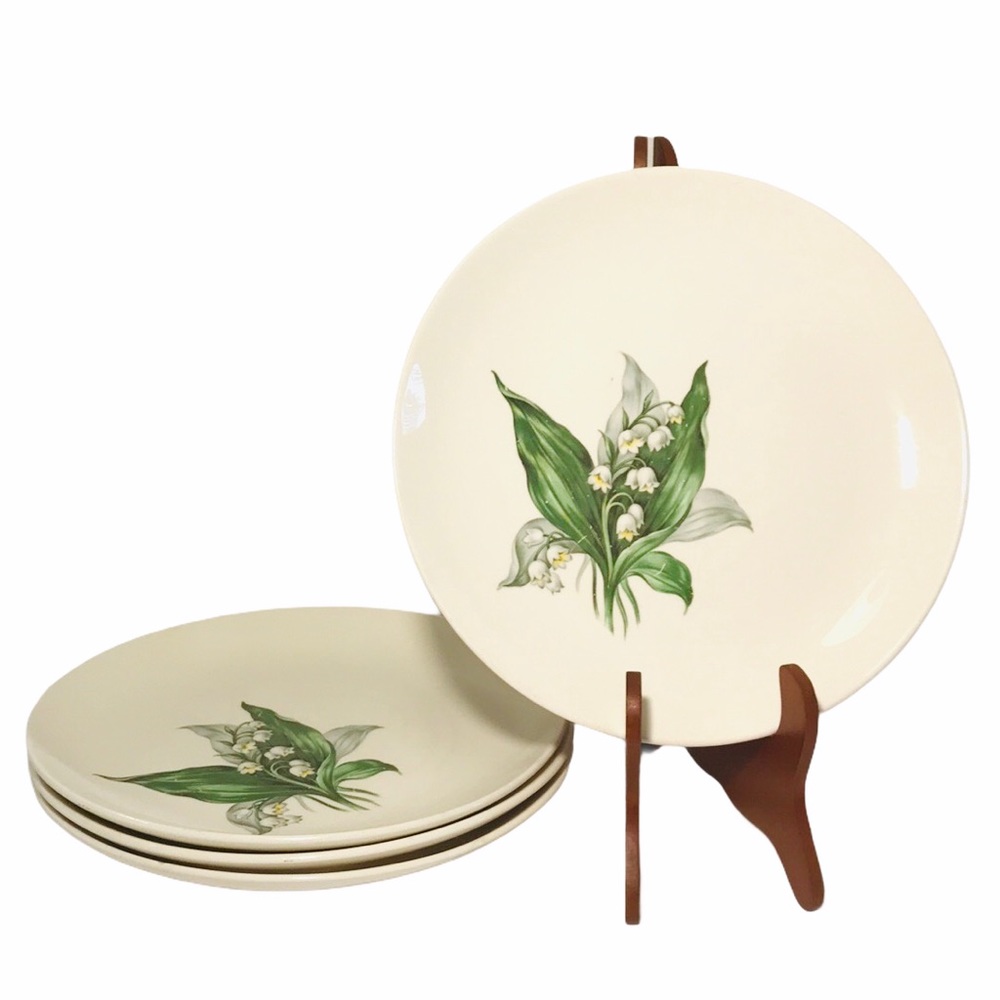 4 Lily of The Valley Dinner Plates CROWN POTTERIES